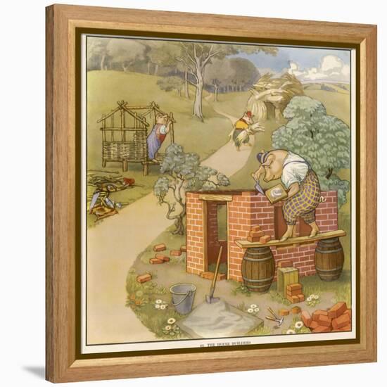 The Three Pigs Build Their Respective Houses out of Bricks Straw and Sticks-null-Framed Premier Image Canvas