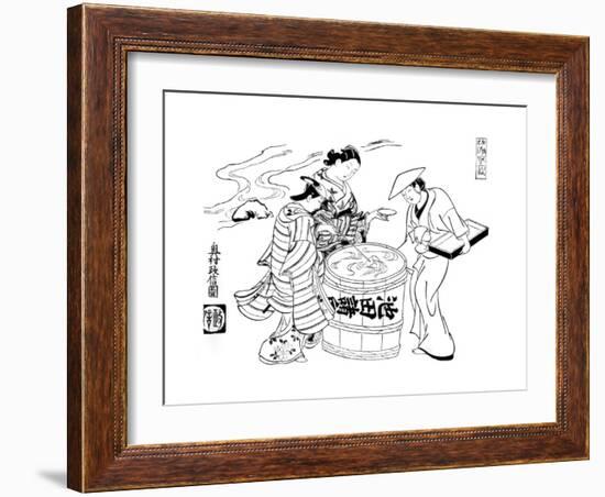The Three Sake-Tasters, C1700-Okumura Masanobu-Framed Giclee Print
