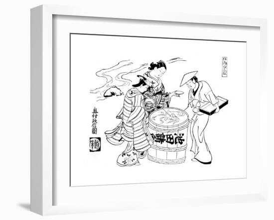 The Three Sake-Tasters, C1700-Okumura Masanobu-Framed Giclee Print