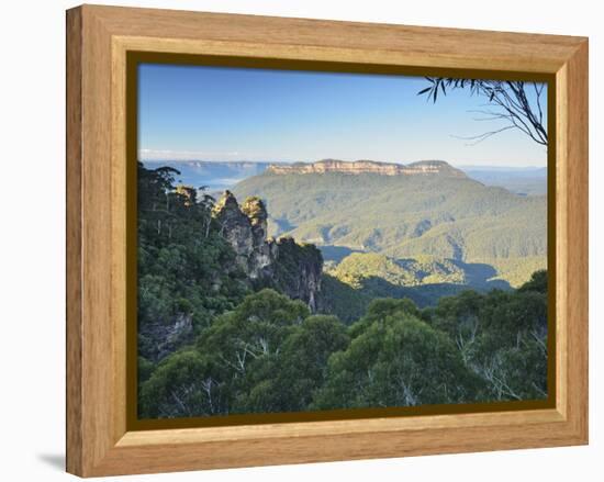 The Three Sisters and Mount Solitary, Blue Mountains, Blue Mountains National Park, Nsw, Australia-Jochen Schlenker-Framed Premier Image Canvas