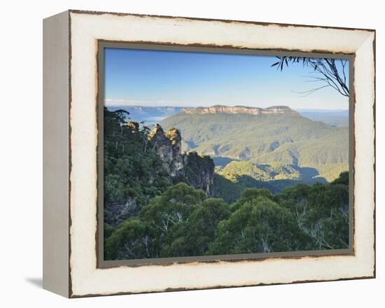 The Three Sisters and Mount Solitary, Blue Mountains, Blue Mountains National Park, Nsw, Australia-Jochen Schlenker-Framed Premier Image Canvas