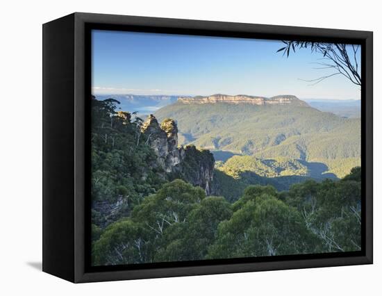 The Three Sisters and Mount Solitary, Blue Mountains, Blue Mountains National Park, Nsw, Australia-Jochen Schlenker-Framed Premier Image Canvas