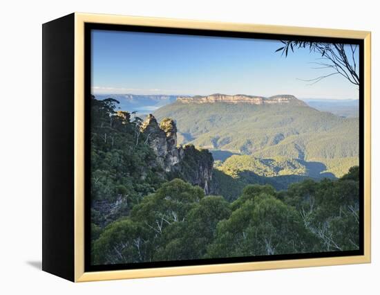 The Three Sisters and Mount Solitary, Blue Mountains, Blue Mountains National Park, Nsw, Australia-Jochen Schlenker-Framed Premier Image Canvas