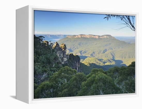The Three Sisters and Mount Solitary, Blue Mountains, Blue Mountains National Park, Nsw, Australia-Jochen Schlenker-Framed Premier Image Canvas