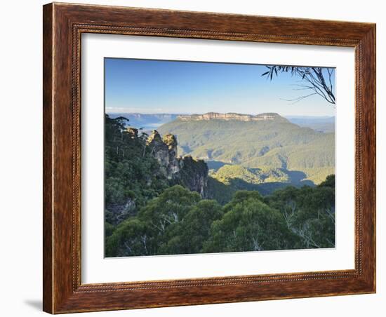 The Three Sisters and Mount Solitary, Blue Mountains, Blue Mountains National Park, Nsw, Australia-Jochen Schlenker-Framed Photographic Print