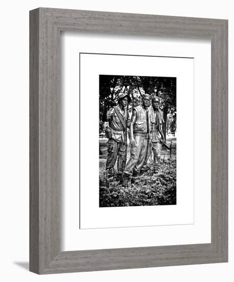 "The Three Soldiers" Bronze by Frederik Hart at the Vietnam Memorial, Washington D.C, White Frame-Philippe Hugonnard-Framed Art Print