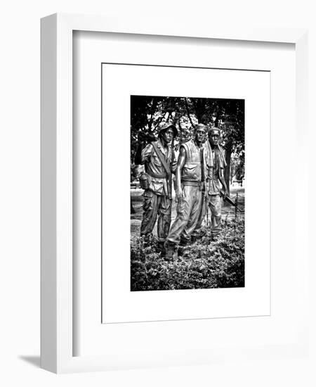 "The Three Soldiers" Bronze by Frederik Hart at the Vietnam Memorial, Washington D.C, White Frame-Philippe Hugonnard-Framed Art Print
