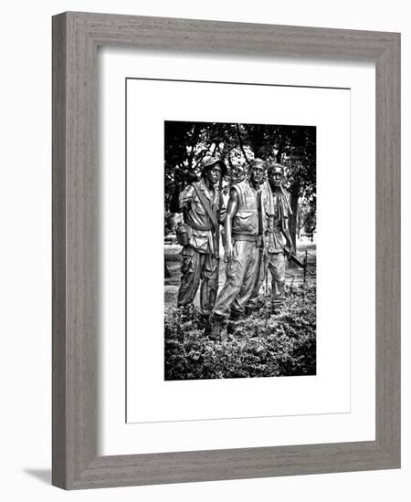 "The Three Soldiers" Bronze by Frederik Hart at the Vietnam Memorial, Washington D.C, White Frame-Philippe Hugonnard-Framed Art Print