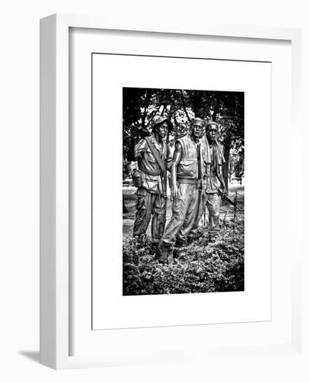 "The Three Soldiers" Bronze by Frederik Hart at the Vietnam Memorial, Washington D.C, White Frame-Philippe Hugonnard-Framed Art Print