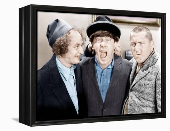 The Three Stooges, from left: Larry Fine, Moe Howard, Curly Howard, ca. 1943-null-Framed Stretched Canvas