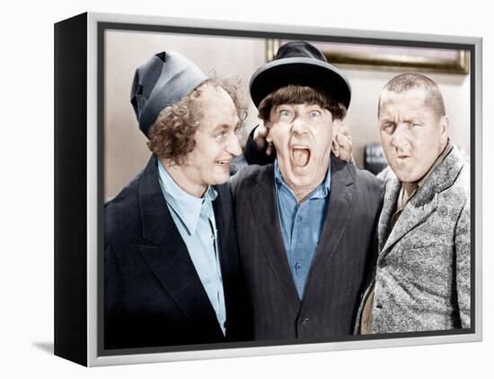 The Three Stooges, from left: Larry Fine, Moe Howard, Curly Howard, ca. 1943-null-Framed Stretched Canvas