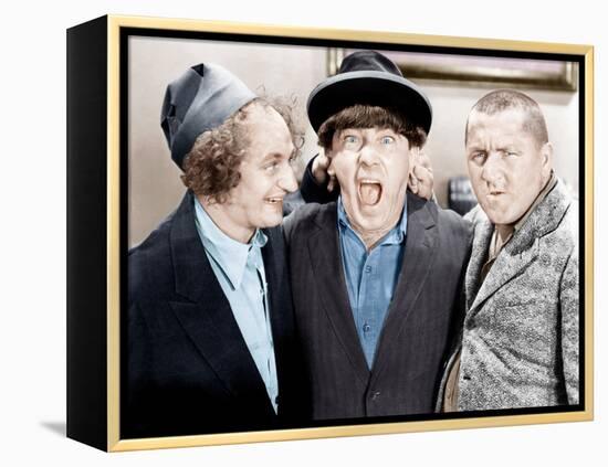 The Three Stooges, from left: Larry Fine, Moe Howard, Curly Howard, ca. 1943-null-Framed Stretched Canvas