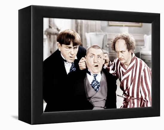 The Three Stooges, from left: Moe Howard, Curly Howard, Larry Fine, ca. 1940s-null-Framed Stretched Canvas