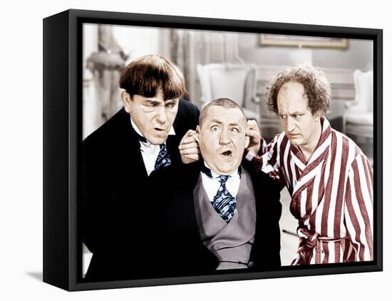 The Three Stooges, from left: Moe Howard, Curly Howard, Larry Fine, ca. 1940s-null-Framed Stretched Canvas