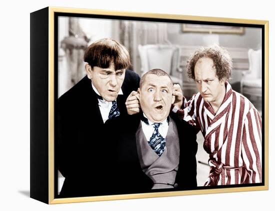 The Three Stooges, from left: Moe Howard, Curly Howard, Larry Fine, ca. 1940s-null-Framed Stretched Canvas