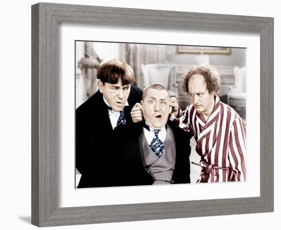 The Three Stooges, from left: Moe Howard, Curly Howard, Larry Fine, ca. 1940s-null-Framed Photo