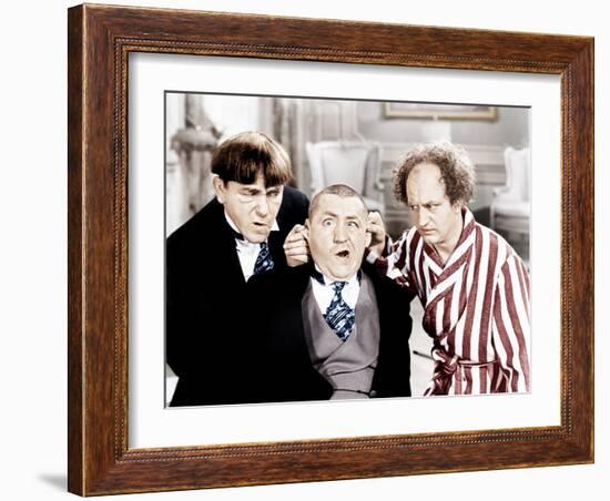 The Three Stooges, from left: Moe Howard, Curly Howard, Larry Fine, ca. 1940s-null-Framed Photo