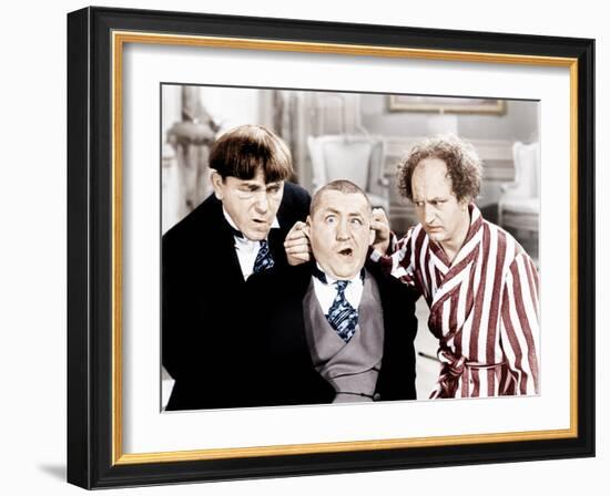 The Three Stooges, from left: Moe Howard, Curly Howard, Larry Fine, ca. 1940s-null-Framed Photo