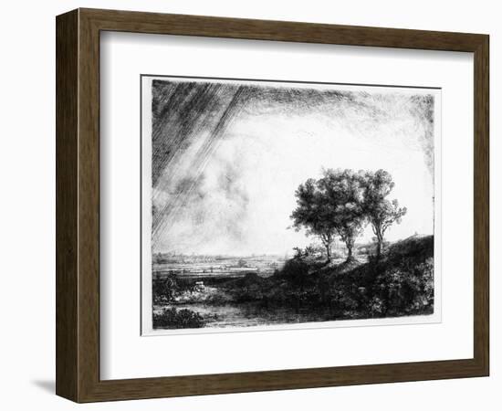 The Three Trees, Engraved by James Bretherton (Etching)-Rembrandt van Rijn-Framed Premium Giclee Print