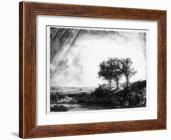 The Three Trees, Engraved by James Bretherton (Etching)-Rembrandt van Rijn-Framed Giclee Print