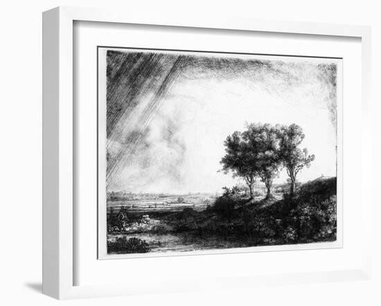 The Three Trees, Engraved by James Bretherton (Etching)-Rembrandt van Rijn-Framed Giclee Print