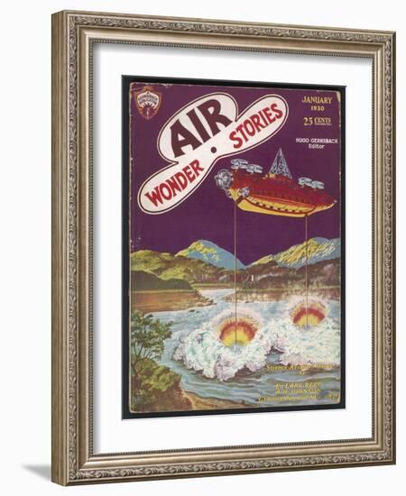 The Thunderer (A Typical Mad Scientist) Dries up a Lake-Frank R. Paul-Framed Art Print