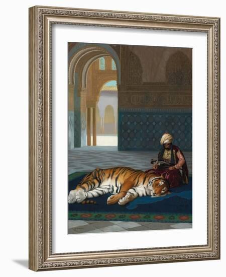 The Tiger and the Guardian (oil on canvas)-Jean Leon Gerome-Framed Giclee Print