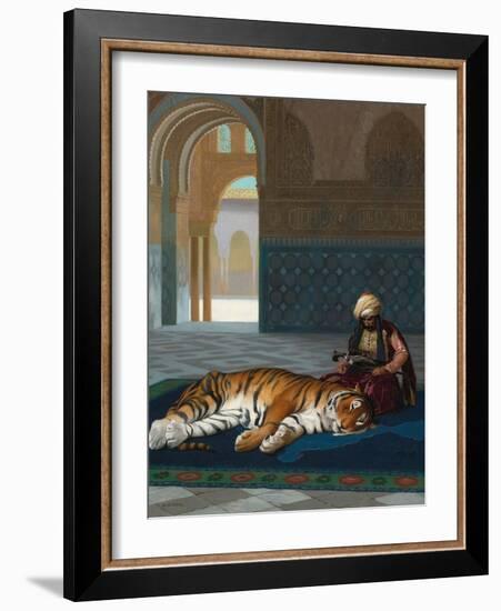 The Tiger and the Guardian (oil on canvas)-Jean Leon Gerome-Framed Giclee Print