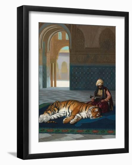 The Tiger and the Guardian (oil on canvas)-Jean Leon Gerome-Framed Giclee Print