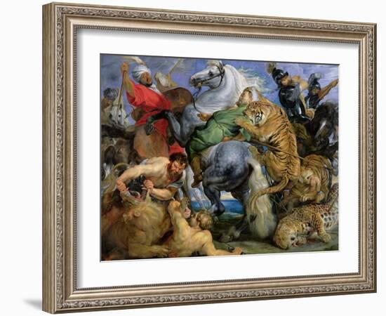 The Tiger Hunt, c.1616-Peter Paul Rubens-Framed Giclee Print