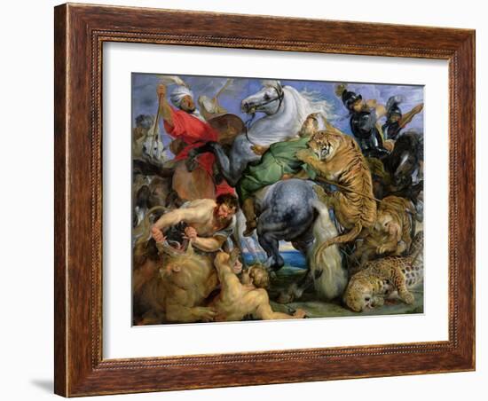 The Tiger Hunt, c.1616-Peter Paul Rubens-Framed Giclee Print