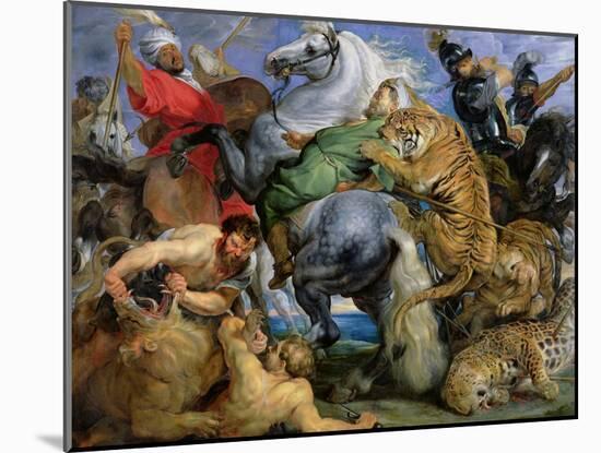 The Tiger Hunt, c.1616-Peter Paul Rubens-Mounted Giclee Print