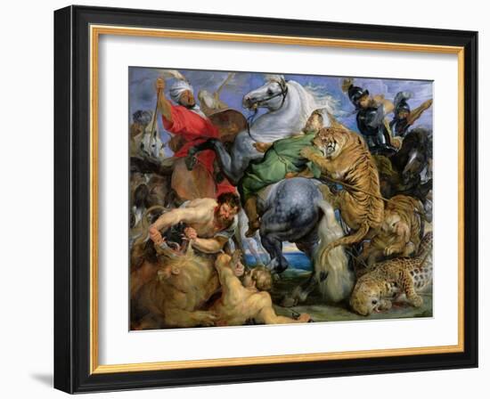 The Tiger Hunt, c.1616-Peter Paul Rubens-Framed Giclee Print