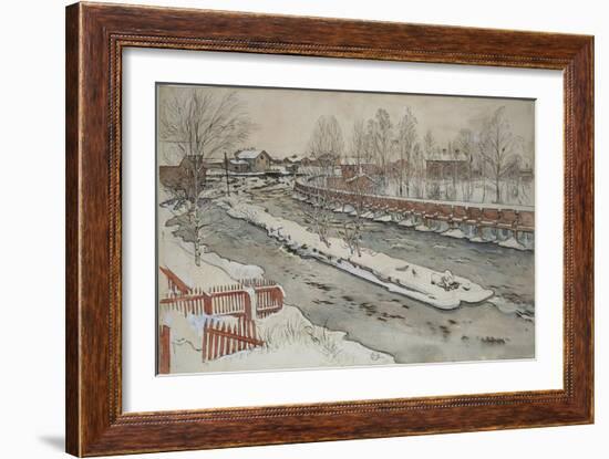 The Timber Chute, Winter Scene, from 'A Home' series, c.1895-Carl Larsson-Framed Giclee Print