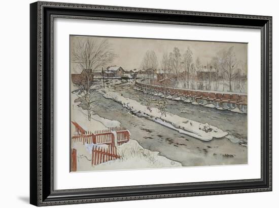 The Timber Chute, Winter Scene, from 'A Home' series, c.1895-Carl Larsson-Framed Giclee Print