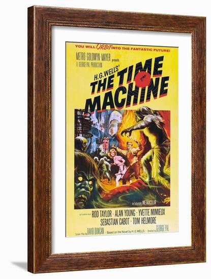 The Time Machine, From Left Center: Yvette Mimieux, Rod Taylor, 1960-null-Framed Premium Giclee Print