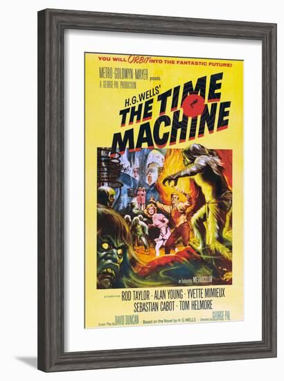 The Time Machine, From Left Center: Yvette Mimieux, Rod Taylor, 1960-null-Framed Art Print