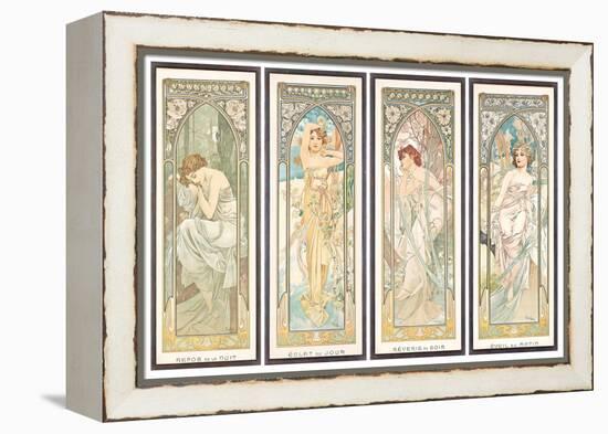 The times of the Day; Les Heures Du Jour (A Set of Four), 1899 (Colour Lithograph)-Alphonse Marie Mucha-Framed Premier Image Canvas