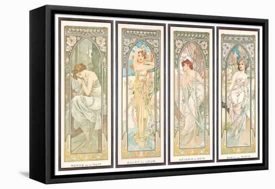 The times of the Day; Les Heures Du Jour (A Set of Four), 1899 (Colour Lithograph)-Alphonse Marie Mucha-Framed Premier Image Canvas