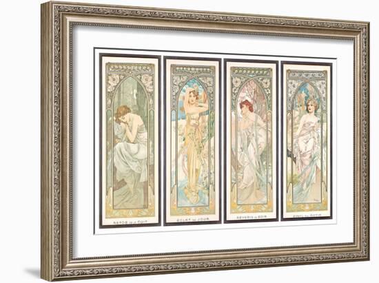 The times of the Day; Les Heures Du Jour (A Set of Four), 1899 (Colour Lithograph)-Alphonse Marie Mucha-Framed Giclee Print