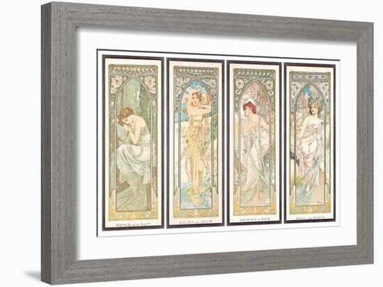 The times of the Day; Les Heures Du Jour (A Set of Four), 1899 (Colour Lithograph)-Alphonse Marie Mucha-Framed Giclee Print