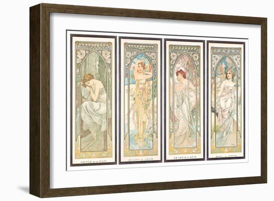 The times of the Day; Les Heures Du Jour (A Set of Four), 1899 (Colour Lithograph)-Alphonse Marie Mucha-Framed Giclee Print