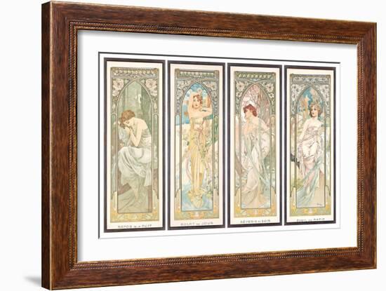 The times of the Day; Les Heures Du Jour (A Set of Four), 1899 (Colour Lithograph)-Alphonse Marie Mucha-Framed Giclee Print