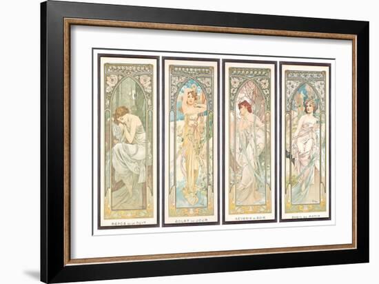 The times of the Day; Les Heures Du Jour (A Set of Four), 1899 (Colour Lithograph)-Alphonse Marie Mucha-Framed Giclee Print