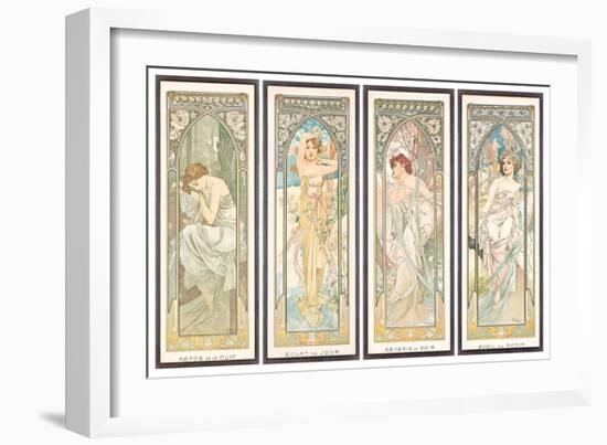 The times of the Day; Les Heures Du Jour (A Set of Four), 1899 (Colour Lithograph)-Alphonse Marie Mucha-Framed Giclee Print