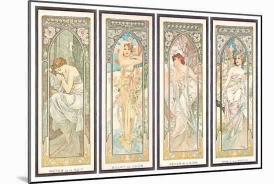 The times of the Day; Les Heures Du Jour (A Set of Four), 1899 (Colour Lithograph)-Alphonse Marie Mucha-Mounted Giclee Print