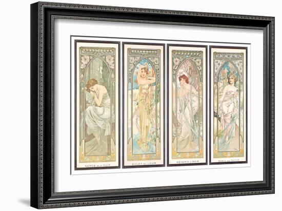 The times of the Day; Les Heures Du Jour (A Set of Four), 1899 (Colour Lithograph)-Alphonse Marie Mucha-Framed Giclee Print