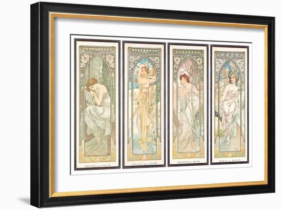 The times of the Day; Les Heures Du Jour (A Set of Four), 1899 (Colour Lithograph)-Alphonse Marie Mucha-Framed Giclee Print