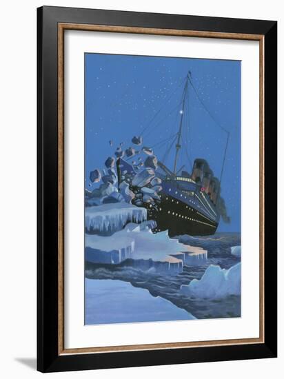 The Titanic Collides with an Iceberg on the 28th Aprl 1912-English School-Framed Giclee Print