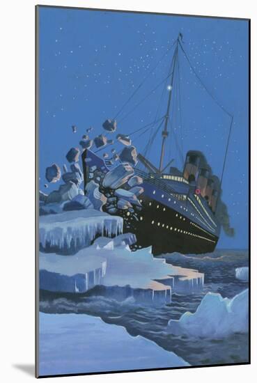 The Titanic Collides with an Iceberg on the 28th Aprl 1912-English School-Mounted Giclee Print